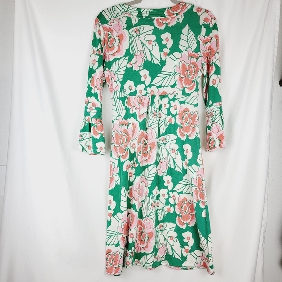 Lilly Pulitzer Twyla Take It Higher Silk Midi Dress Floral Green Pink Size Small - Picture 3 of 11
